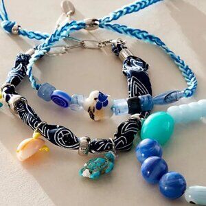 NWT Free People Amaya Convertible Bracelet Set in Ocean Blue